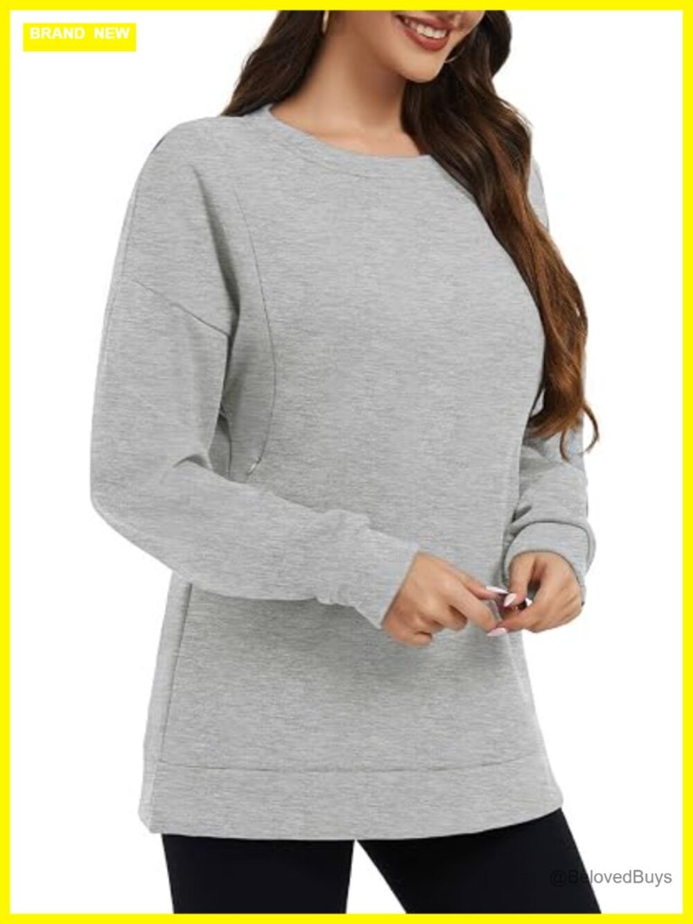 Nursing Sweatshirt Tops Fleece Long Sleeve Breastfeeding Clothes with Hidden